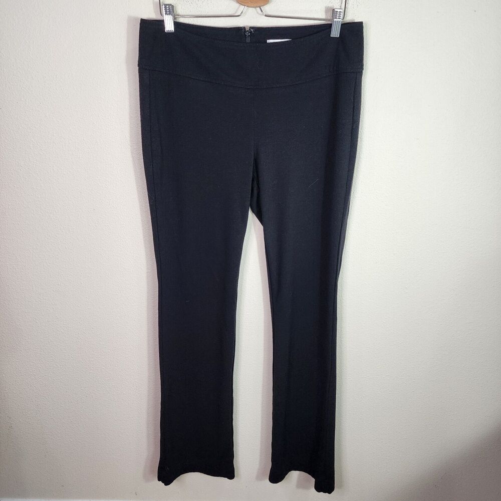 CAbi 966L Women's Ponte Knit Trouser Pants Size 14 Black Mid Rise Zip